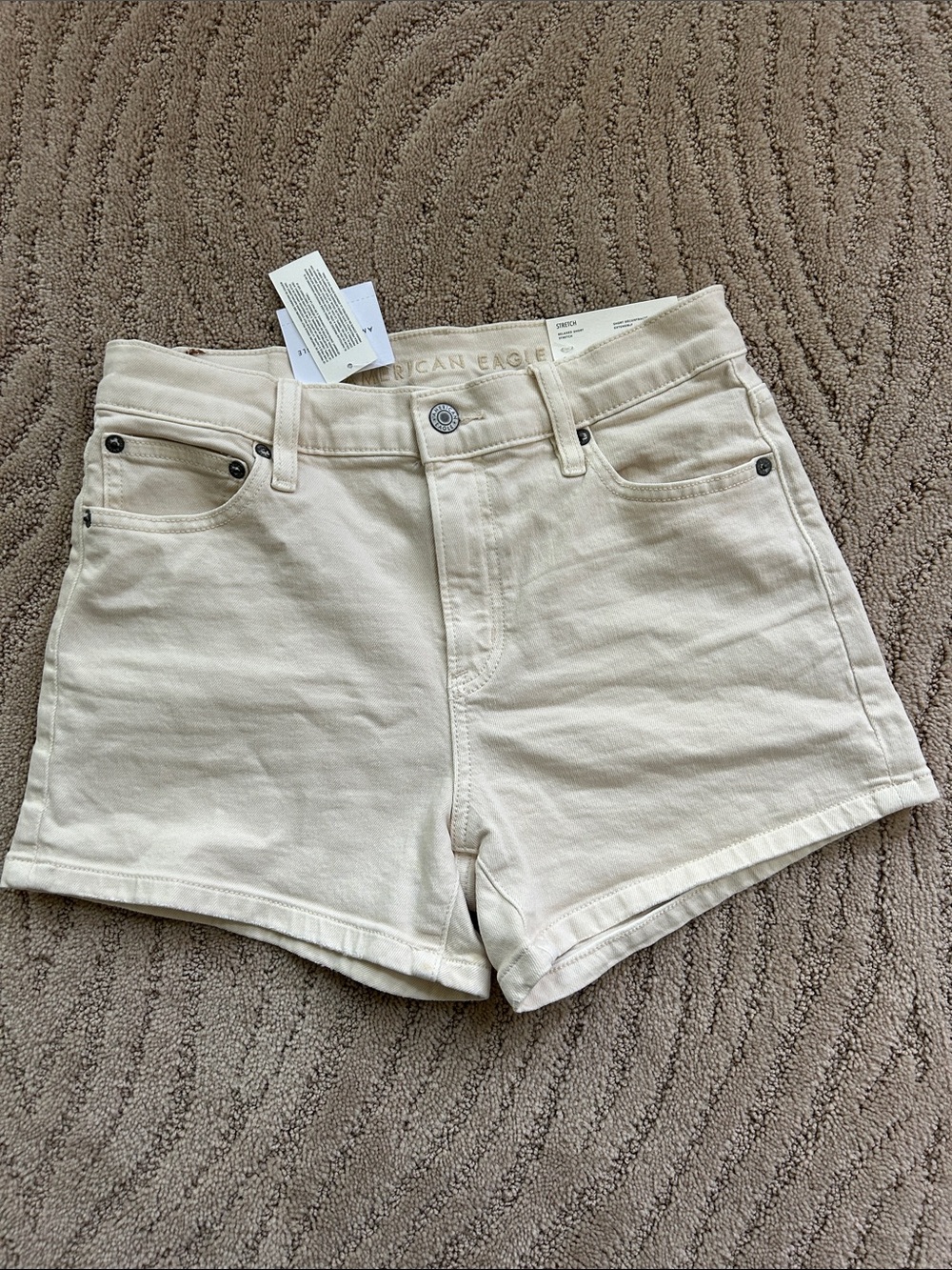 American Eagle Outfitters Light Cream High-Rise Jean Shorts